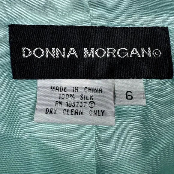 NWT Donna Morgan Aqua 100% Silk Shawl Collar Evening Blazer Jacket Womens 6 - Picture 6 of 13